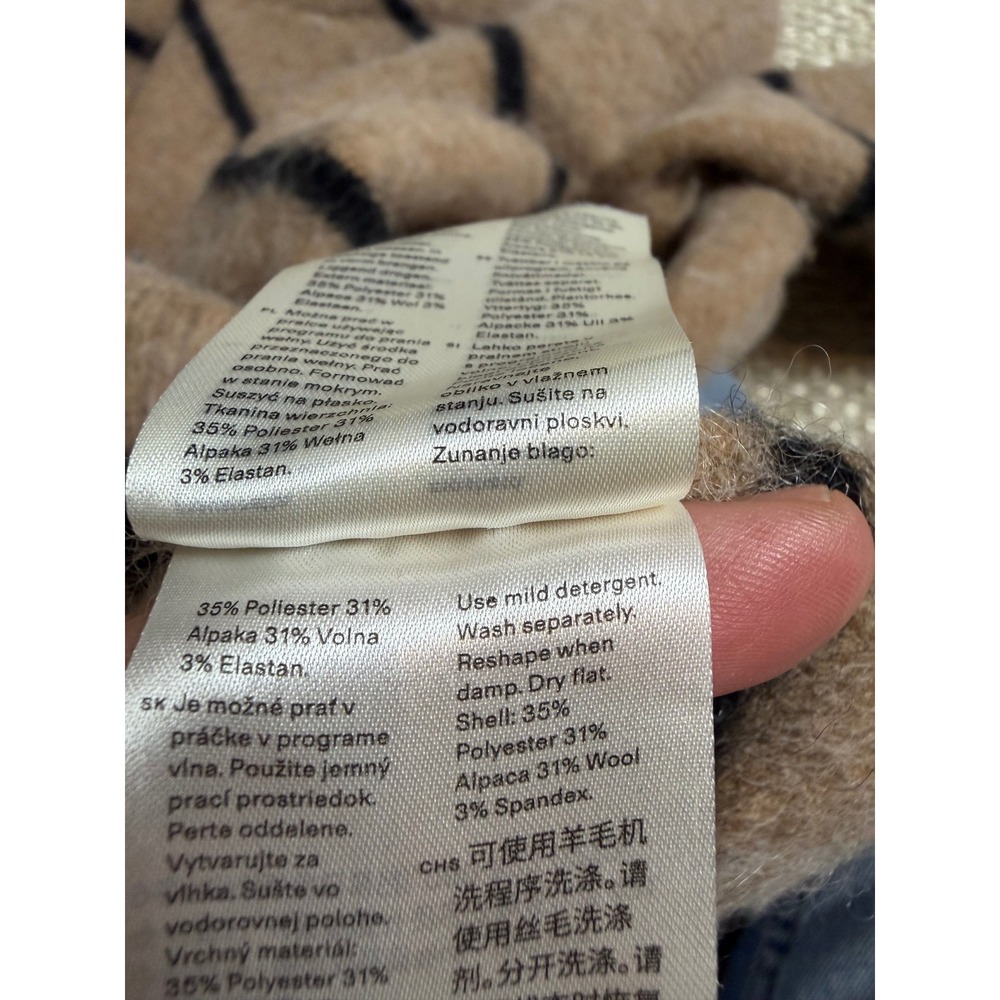 Arket Alpaca Wool Blend Striped Sweater Camel Black Boxy Knit quiet luxury euro - Picture 7 of 7